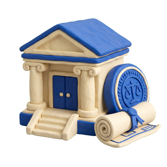 Government economic program illustration in blue and ivory clay