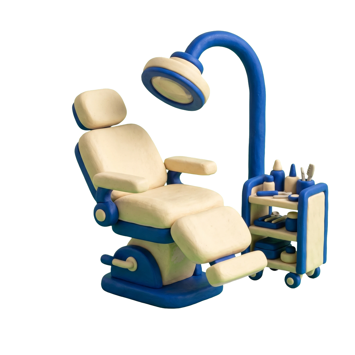 Hair transplantation clinic illustration in blue and ivory clay