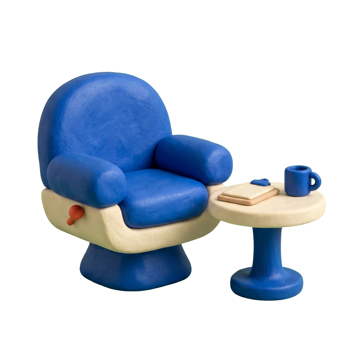 Health counselor illustration in blue and ivory clay