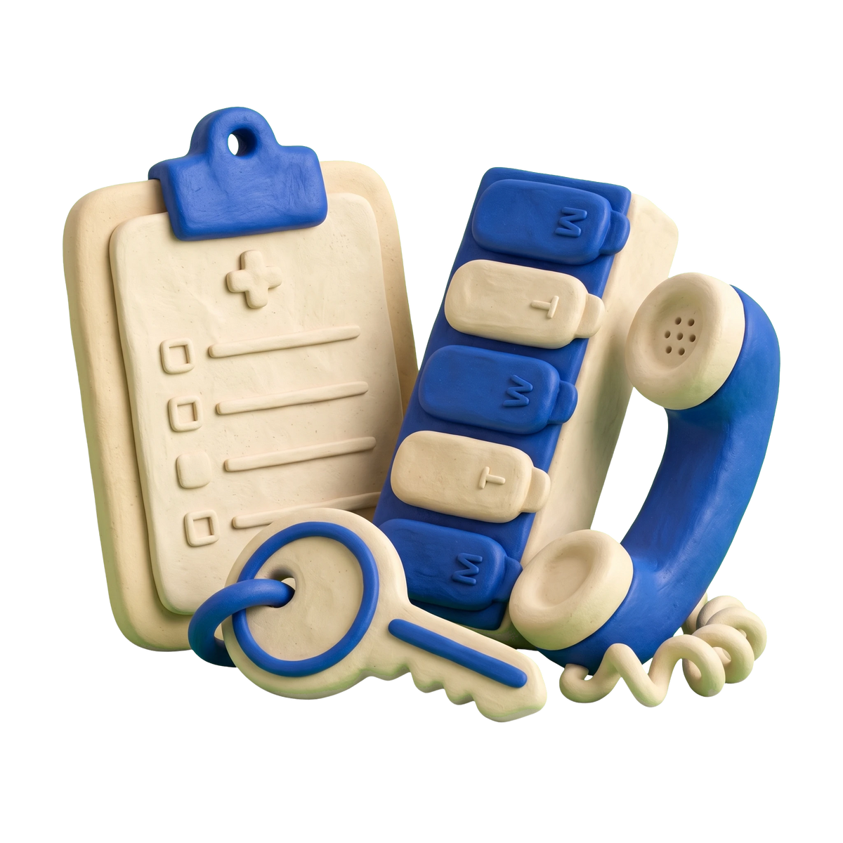Home help service agency illustration in blue and ivory clay