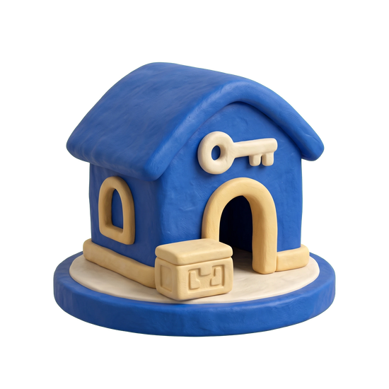 Homeless service illustration in blue and ivory clay