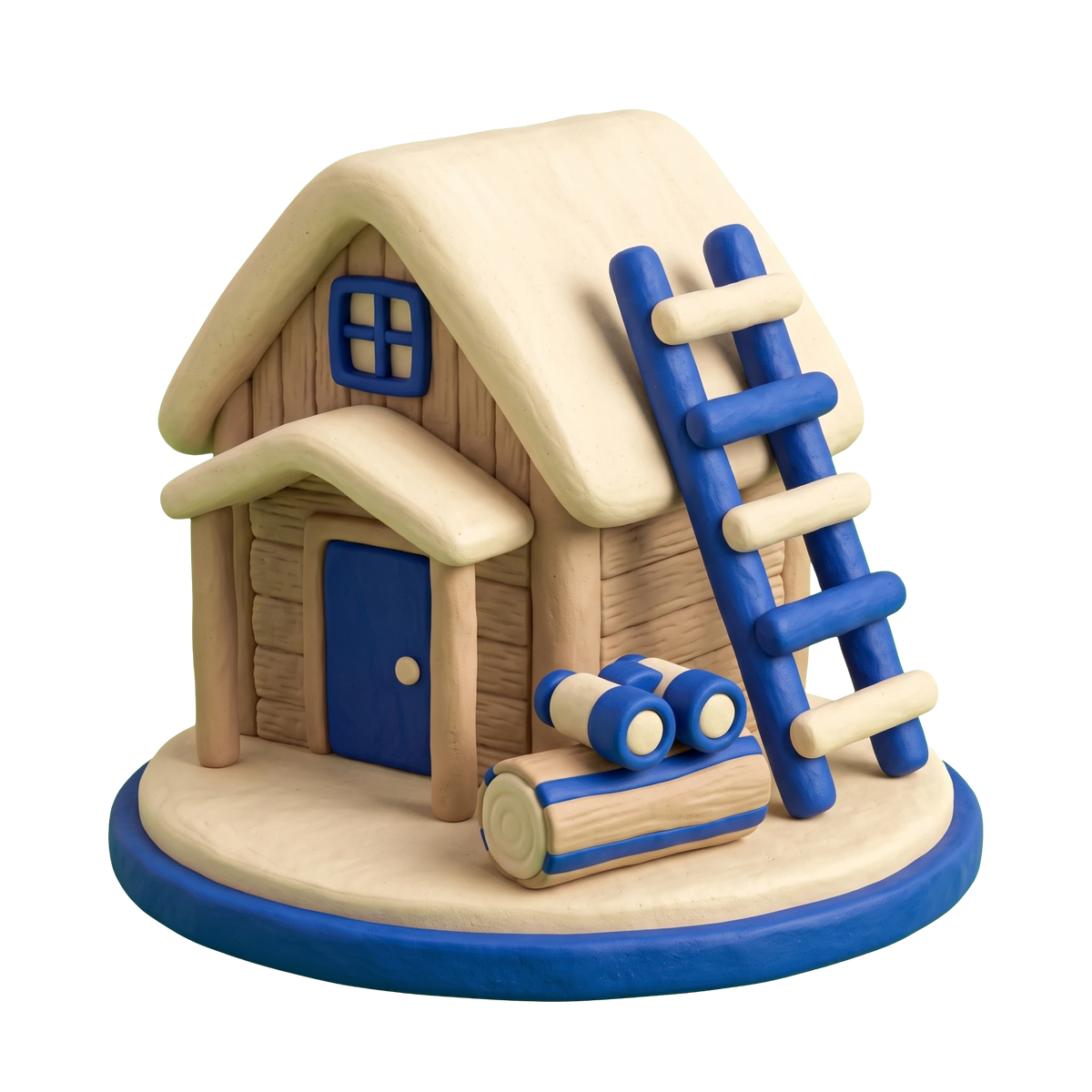 Hunting area illustration in blue and ivory clay