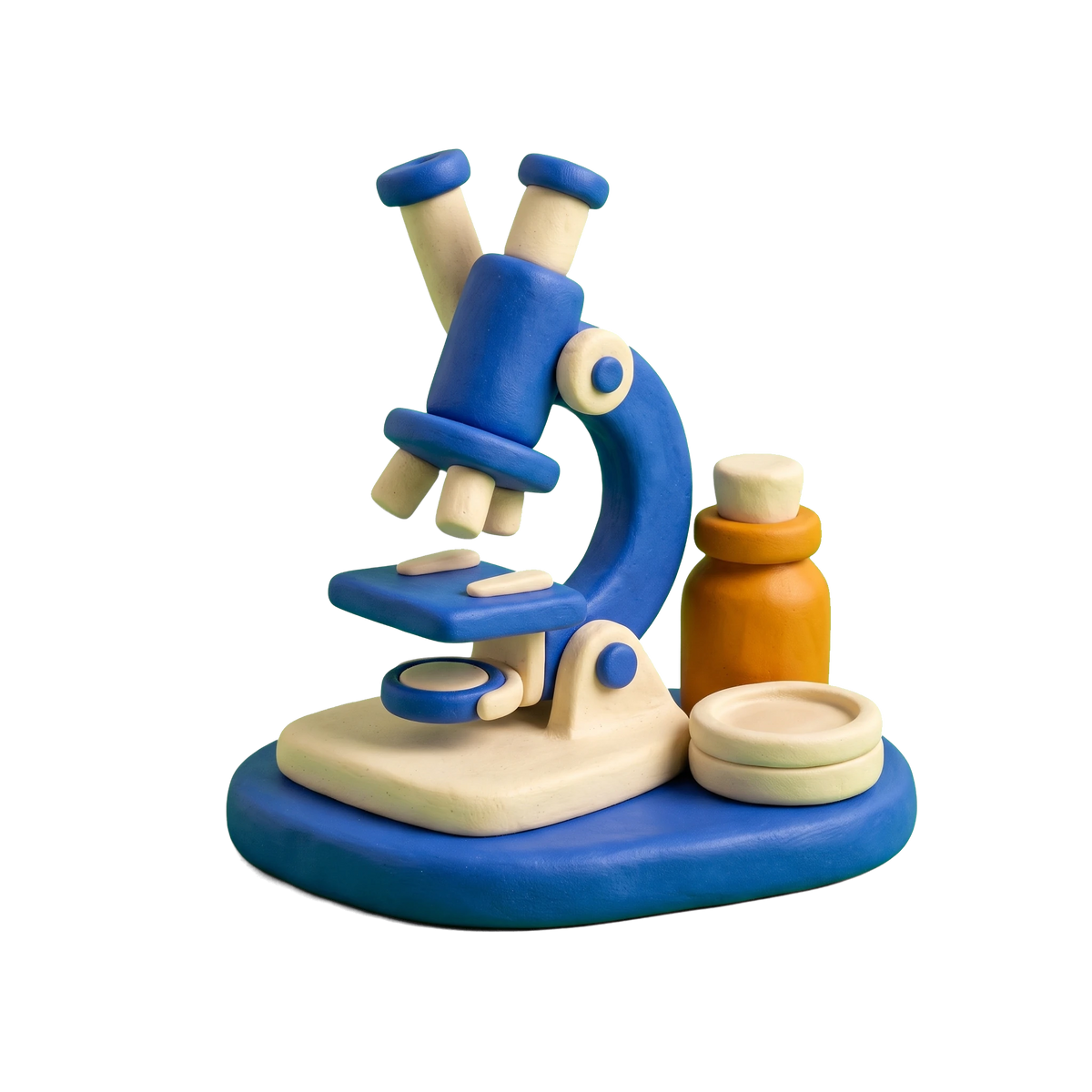 Infectious disease physician illustration in blue and ivory clay