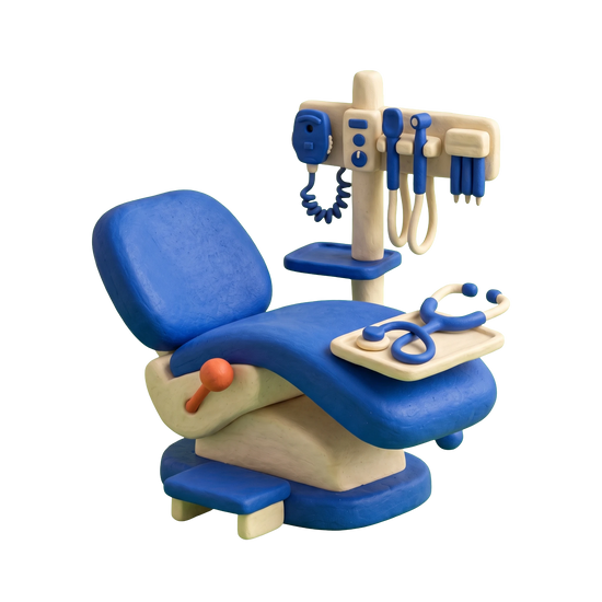 Internist illustration in blue and ivory clay