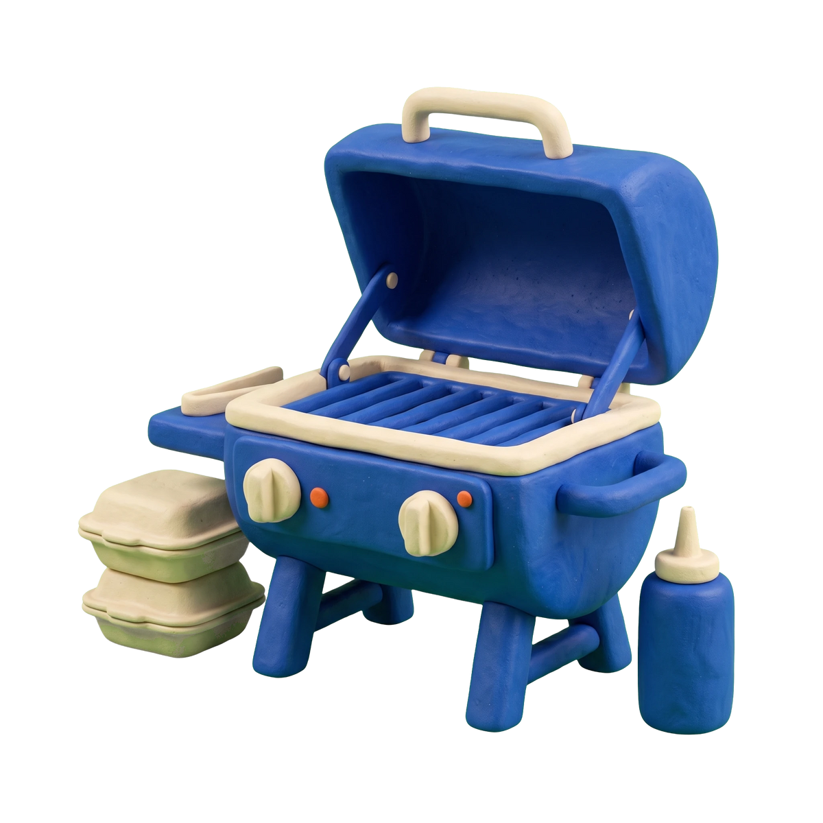 Jamaican restaurant illustration in blue and ivory clay