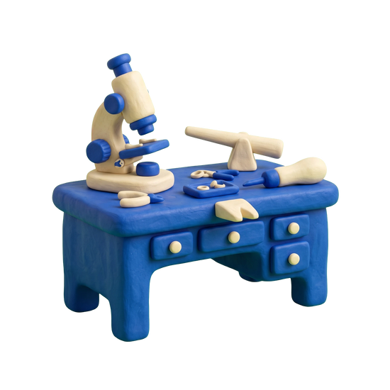 Jewelry repair service illustration in blue and ivory clay