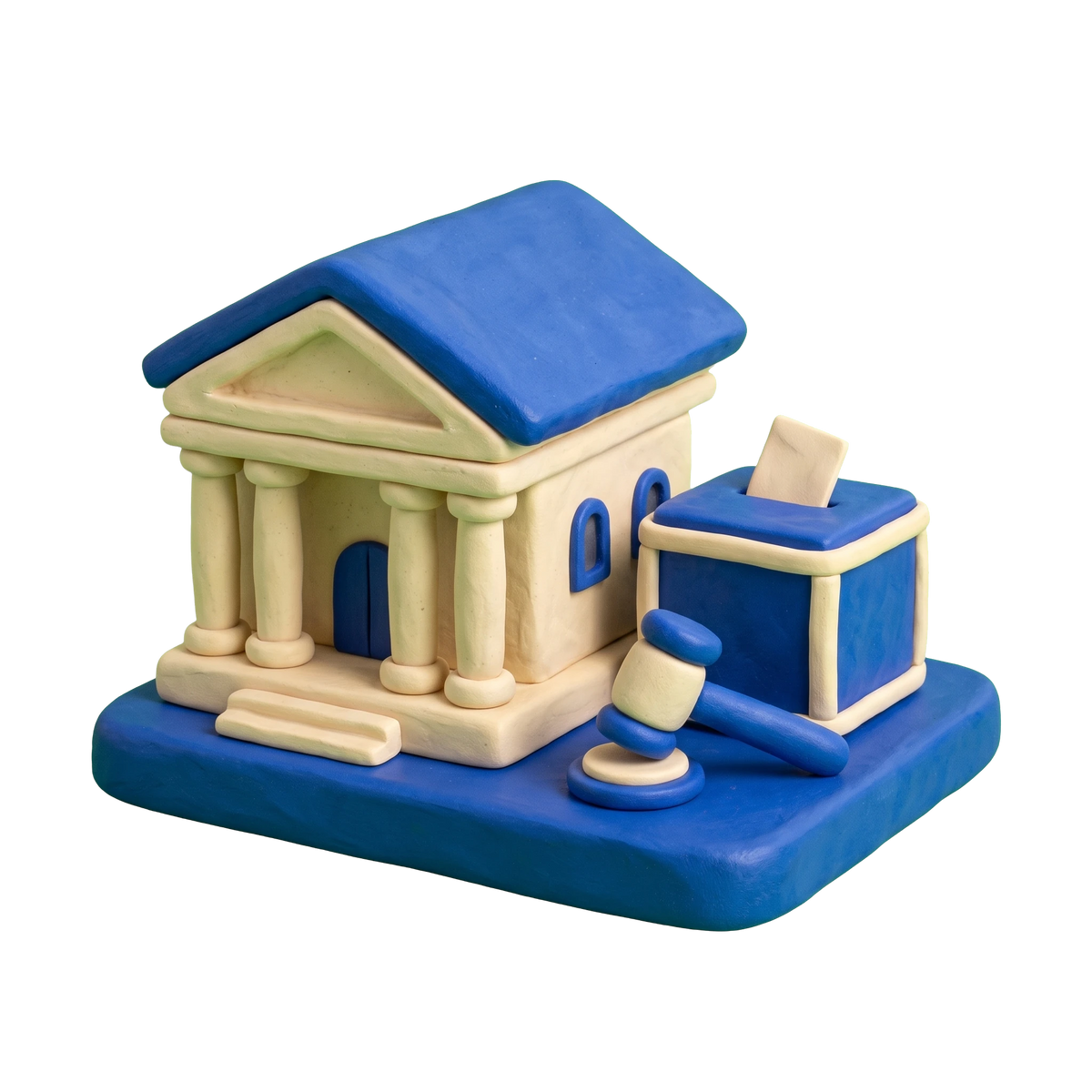 Labor union illustration in blue and ivory clay