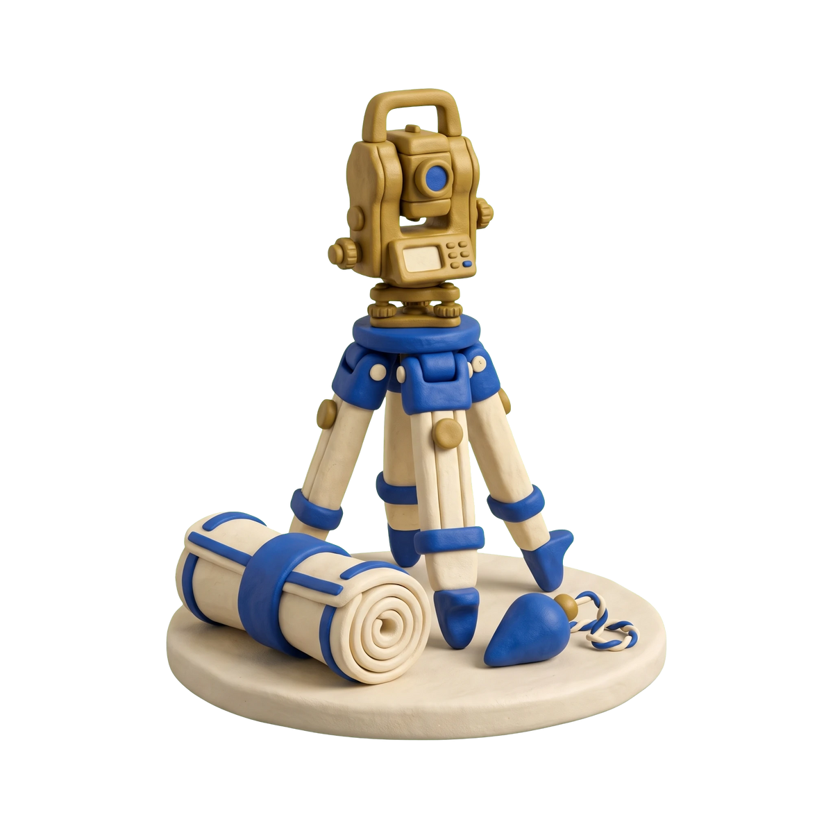 Land surveying office illustration in blue and ivory clay