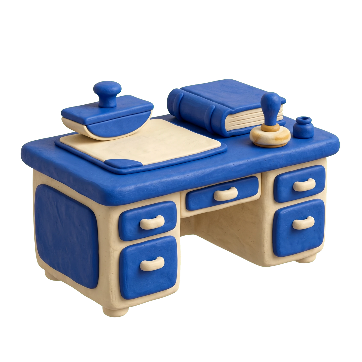 Life insurance agency illustration in blue and ivory clay