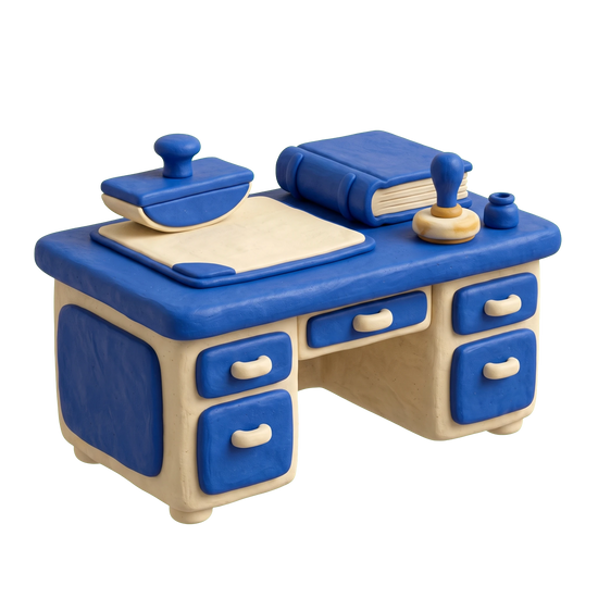 Life insurance agency illustration in blue and ivory clay
