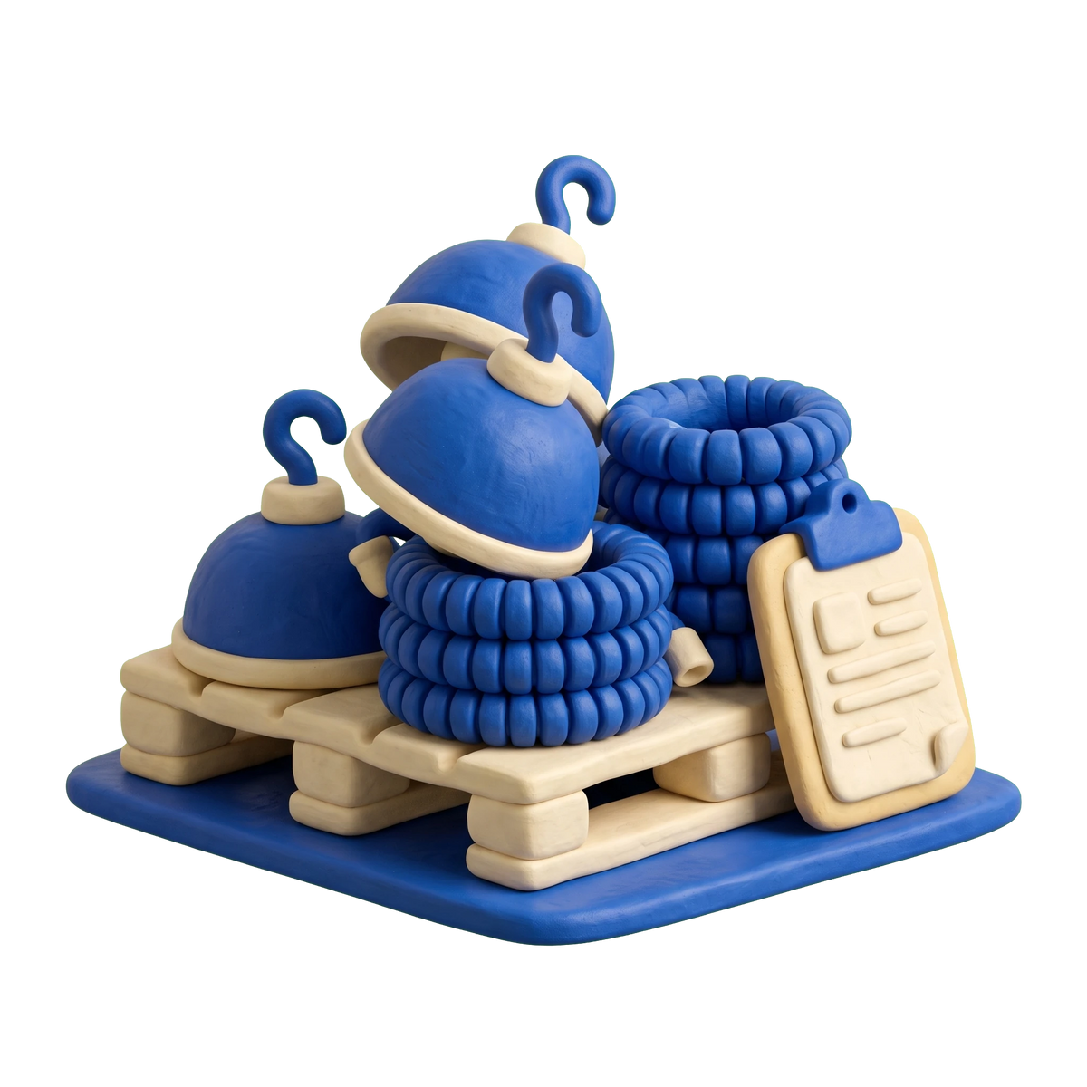 Lighting products wholesaler illustration in blue and ivory clay