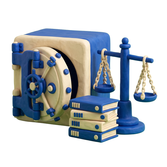 Loan agency illustration in blue and ivory clay