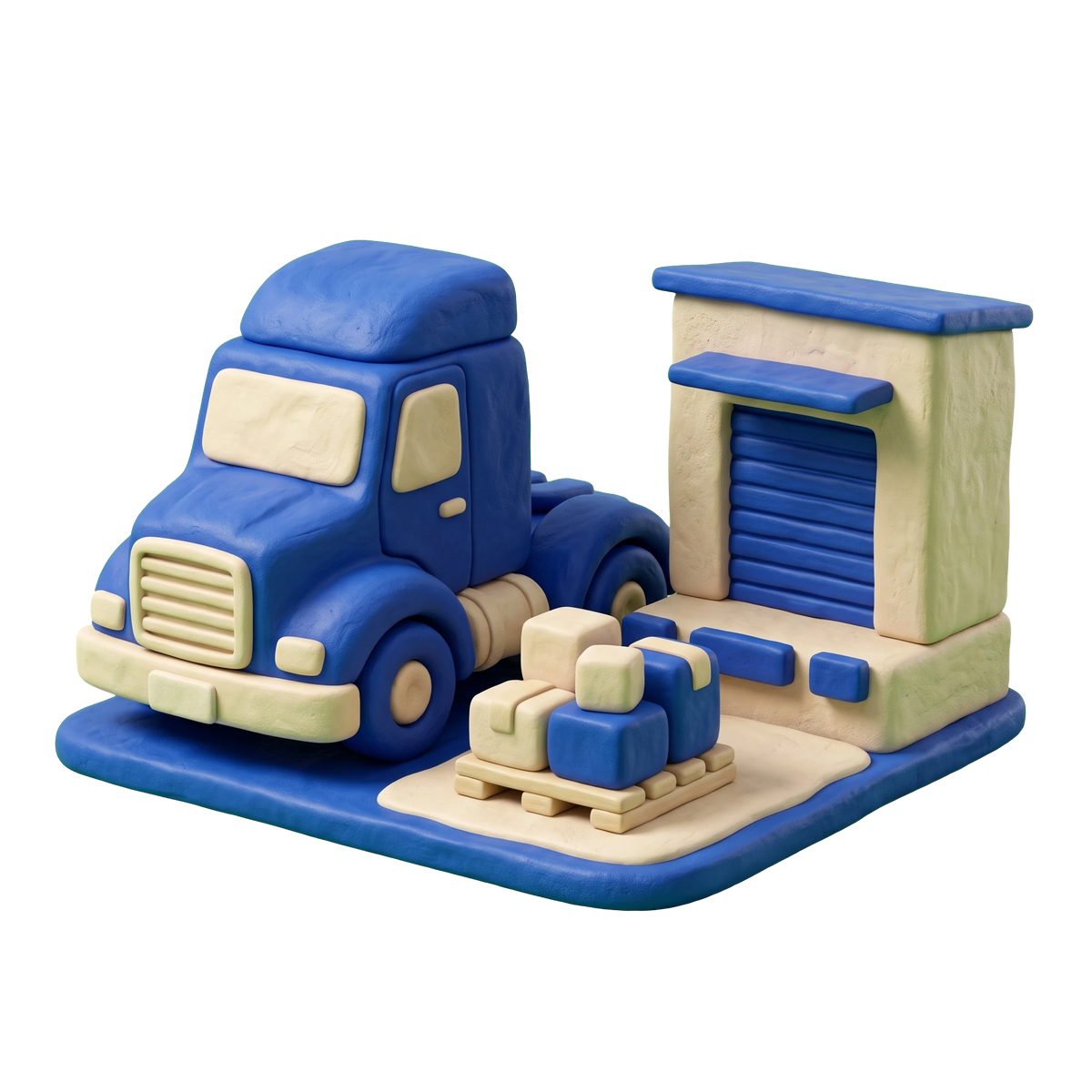 Logistics service illustration in blue and ivory clay