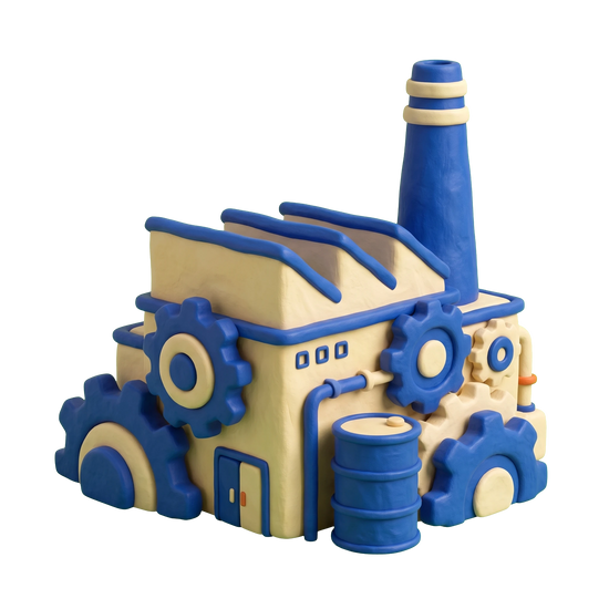 Manufacturer illustration in blue and ivory clay