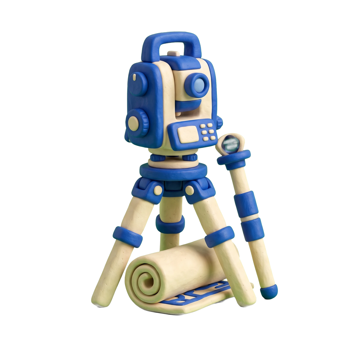Mapping service illustration in blue and ivory clay