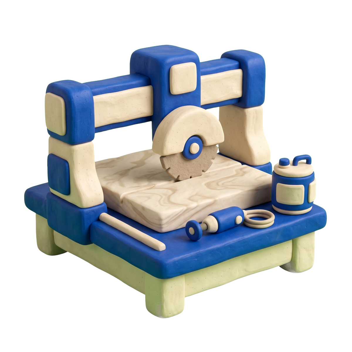 Marble contractor illustration in blue and ivory clay