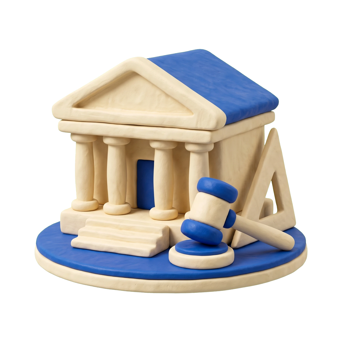 Masonic center illustration in blue and ivory clay