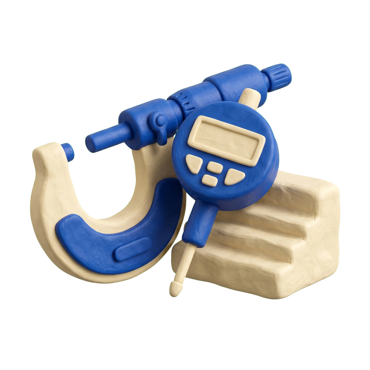 Measuring instruments supplier illustration in blue and ivory clay
