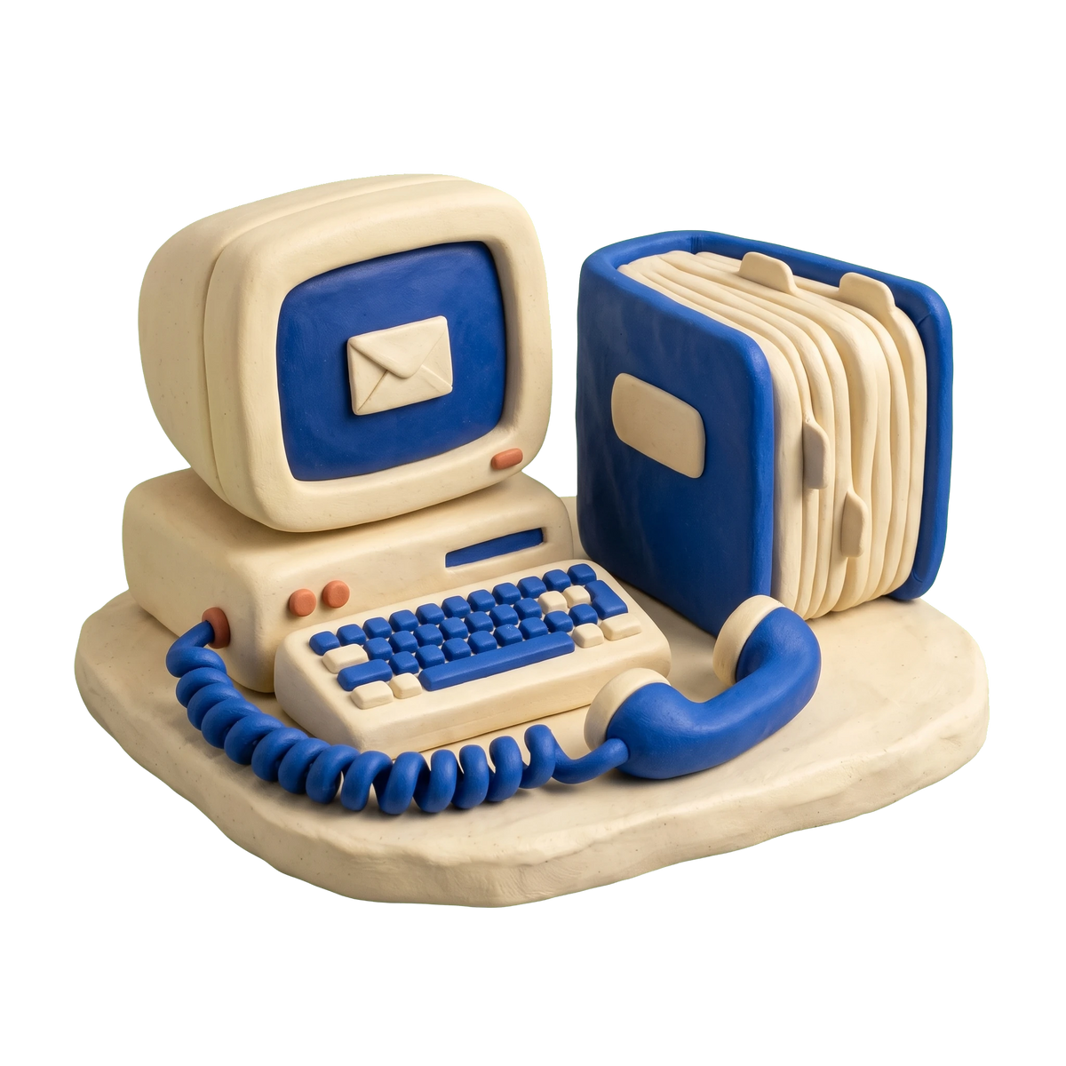 Medical billing service illustration in blue and ivory clay