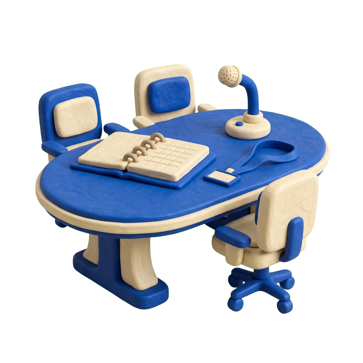 Meeting planning service illustration in blue and ivory clay