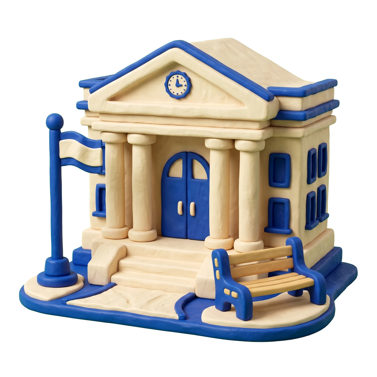 Municipal administration office illustration in blue and ivory clay