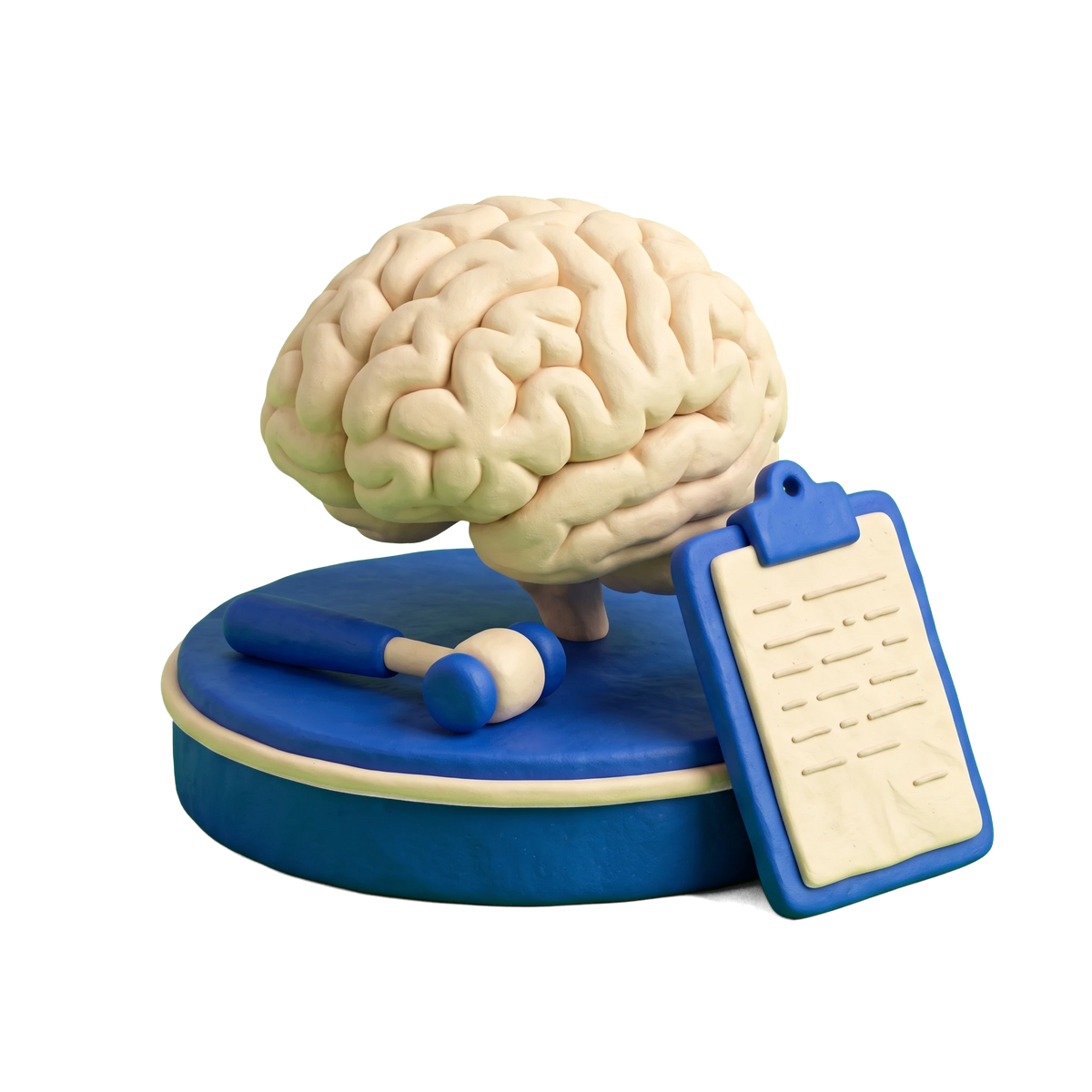 Neurologist illustration in blue and ivory clay
