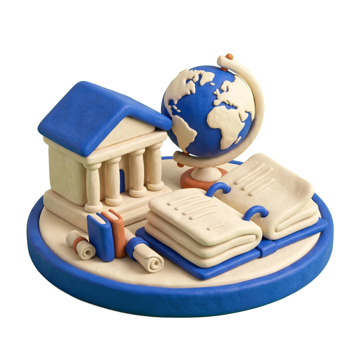 Non-governmental organization illustration in blue and ivory clay