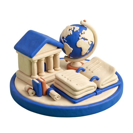 Non-governmental organization illustration in blue and ivory clay