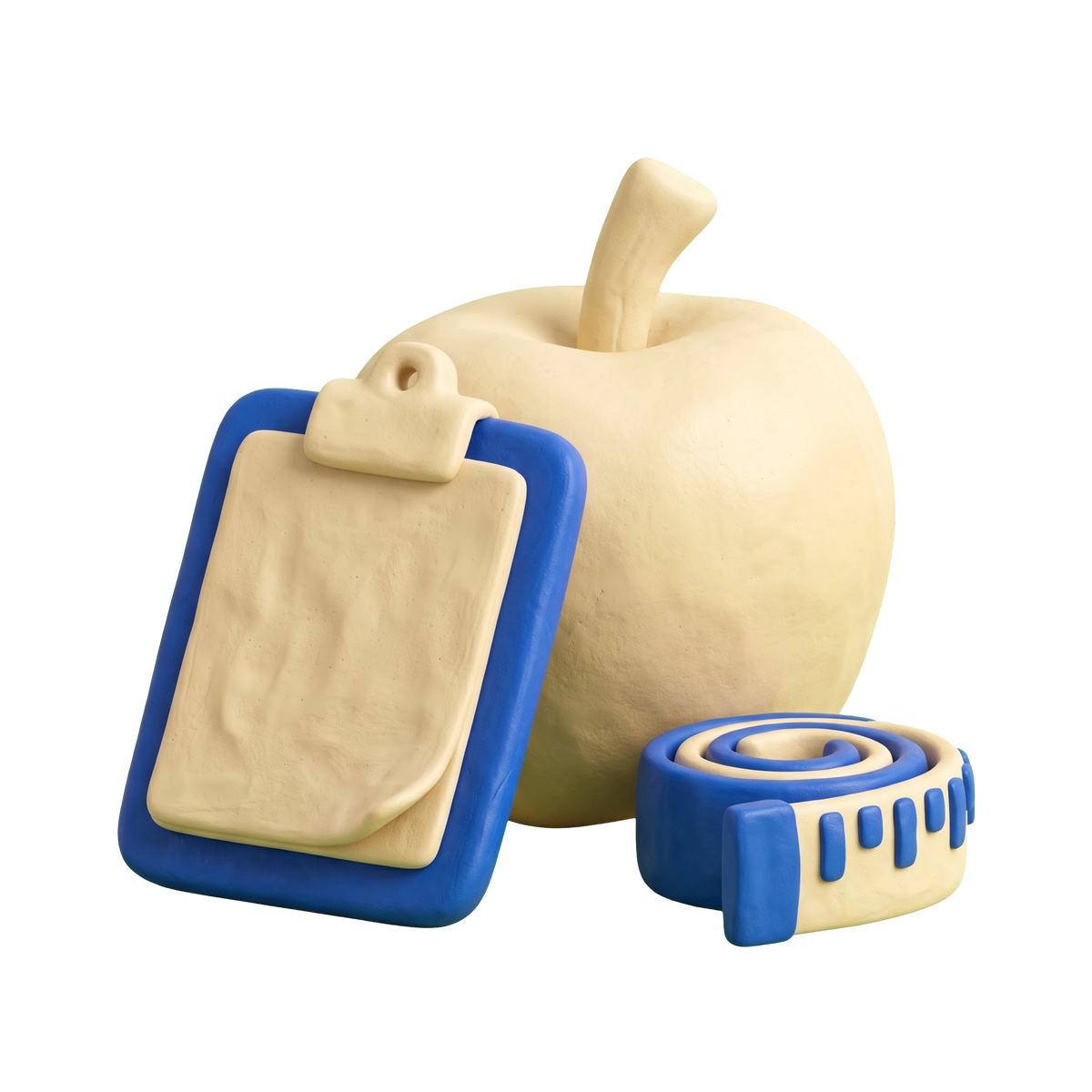 Nutritionist illustration in blue and ivory clay