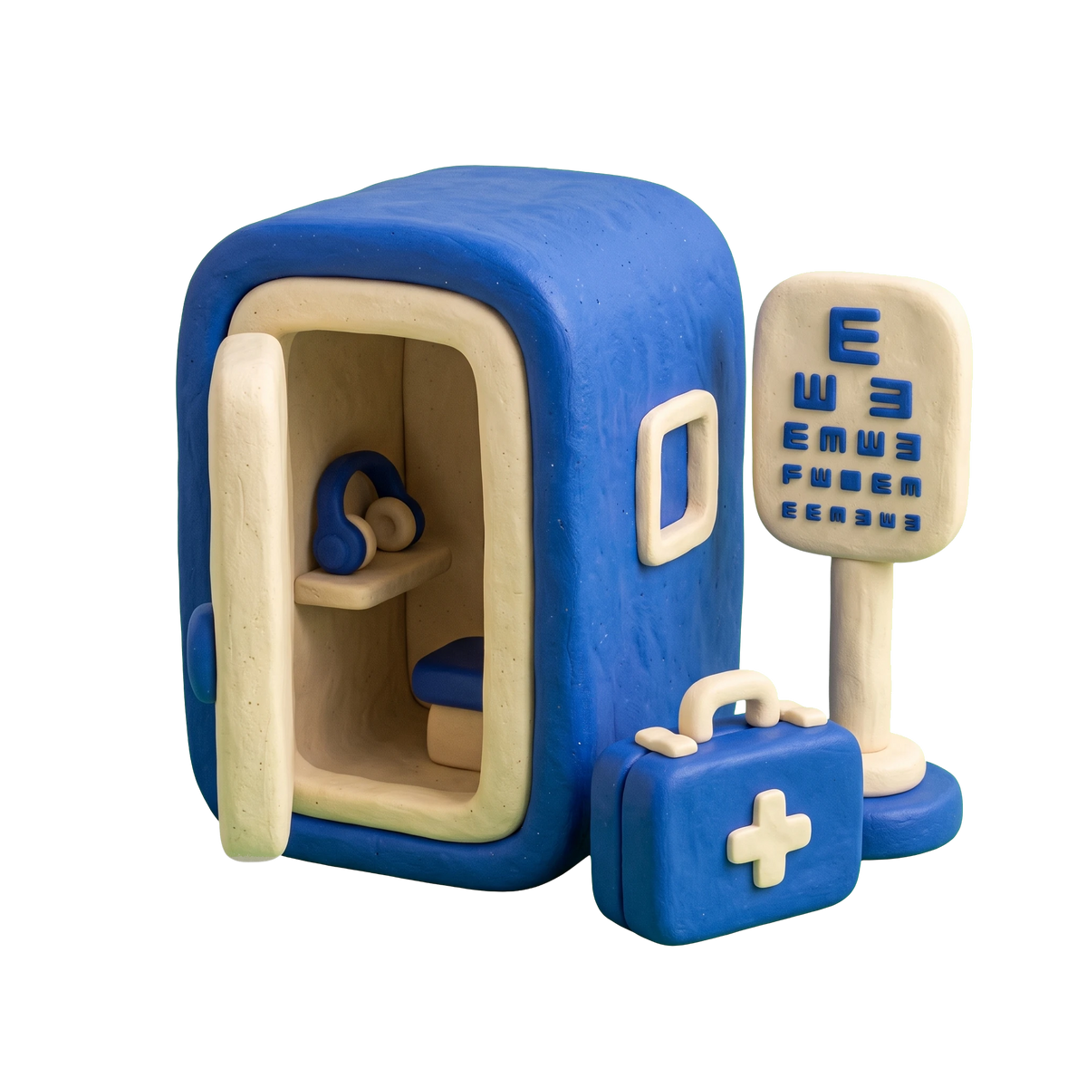 Occupational health service illustration in blue and ivory clay