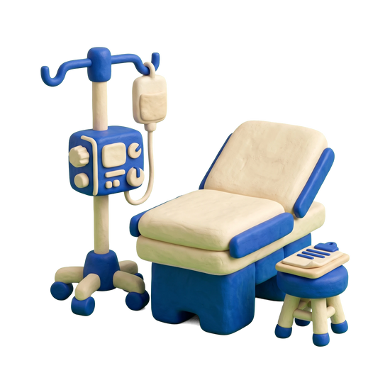 Oncologist illustration in blue and ivory clay
