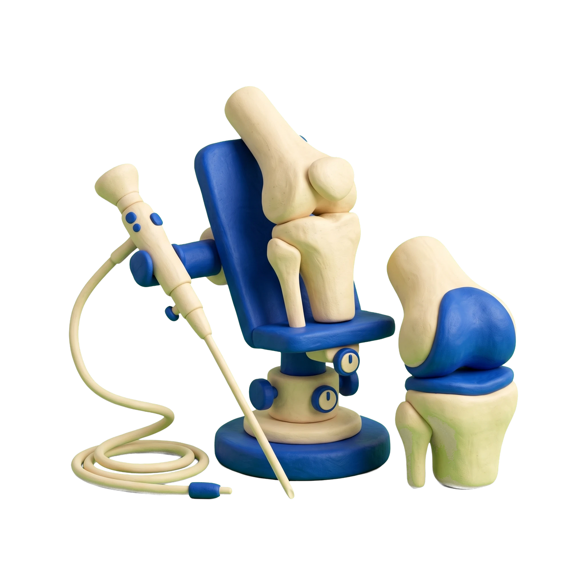 Orthopedic surgeon illustration in blue and ivory clay