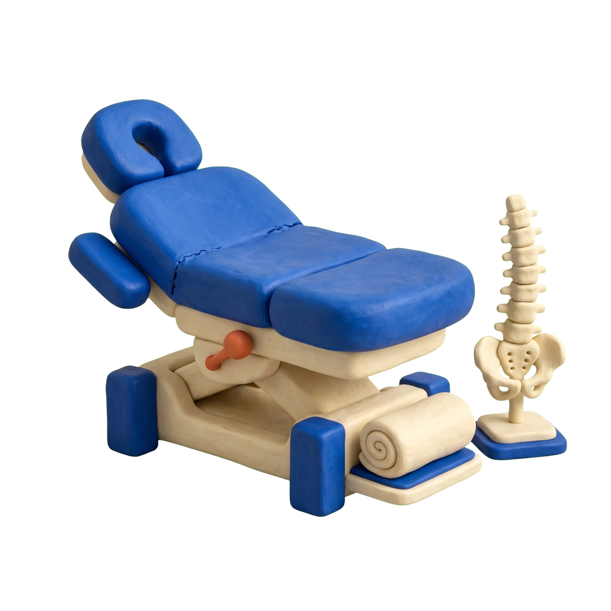Osteopath illustration in blue and ivory clay