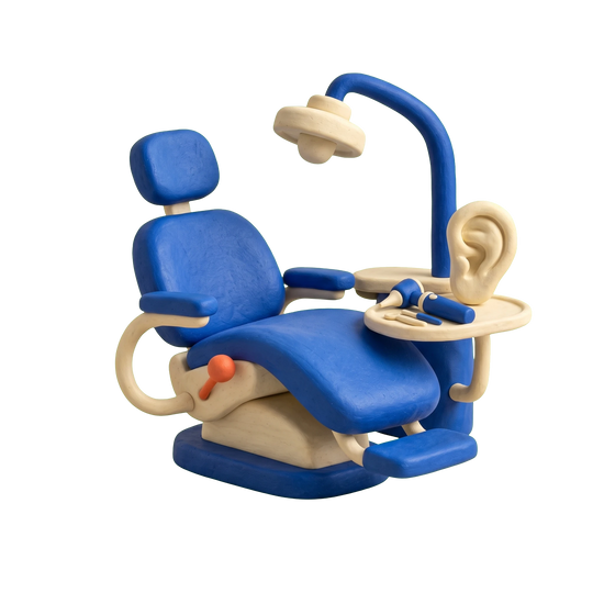 Otolaryngologist illustration in blue and ivory clay