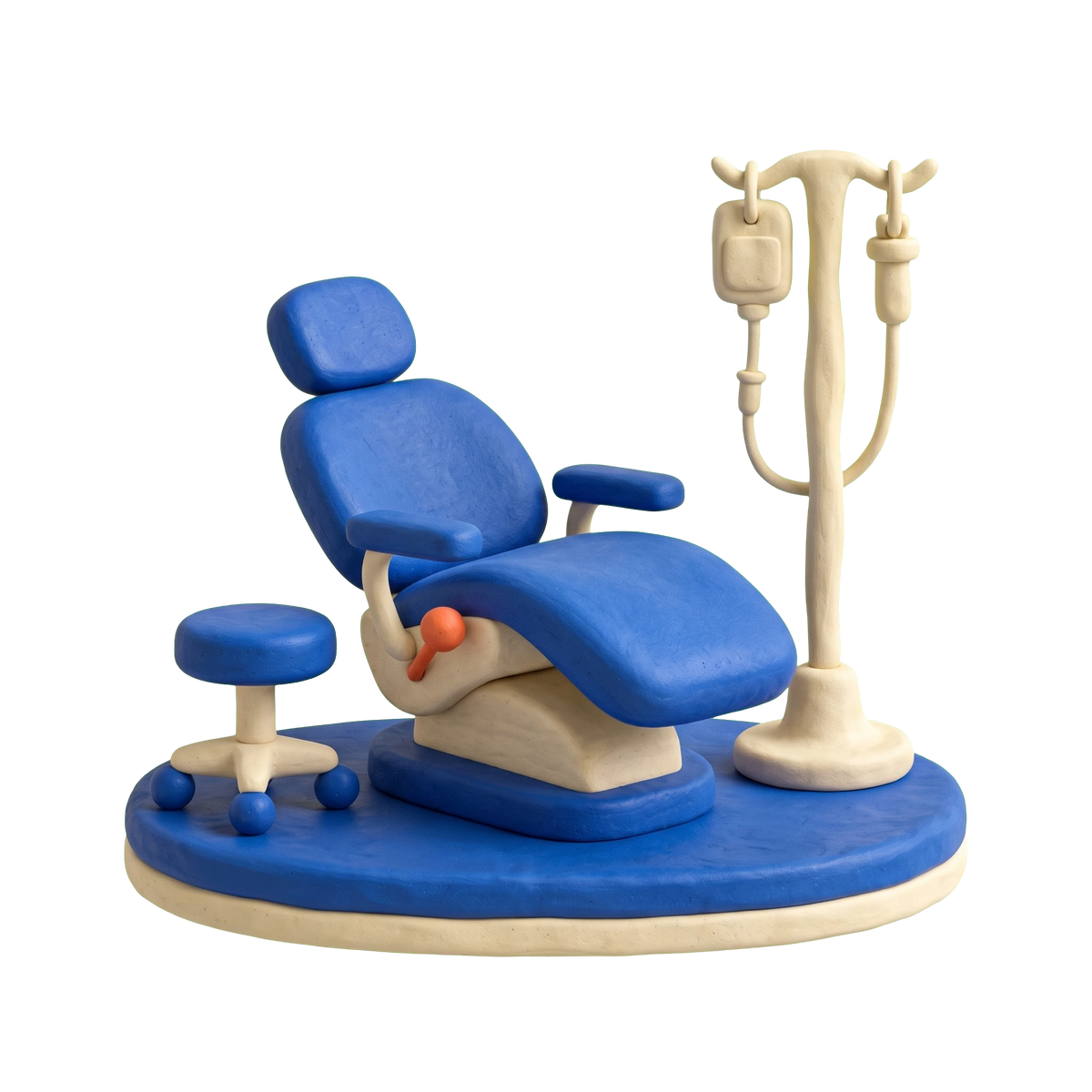 Pain control clinic illustration in blue and ivory clay
