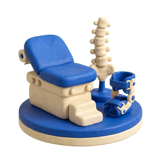 Pediatric orthopedic surgeon illustration in blue and ivory clay
