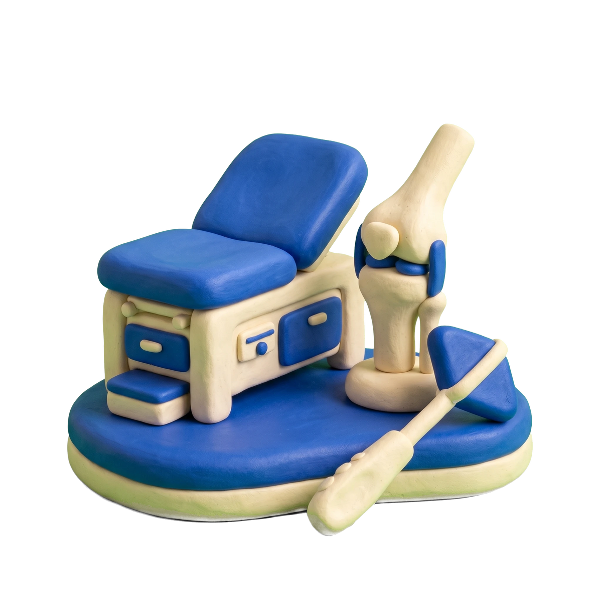 Pediatric rheumatologist illustration in blue and ivory clay