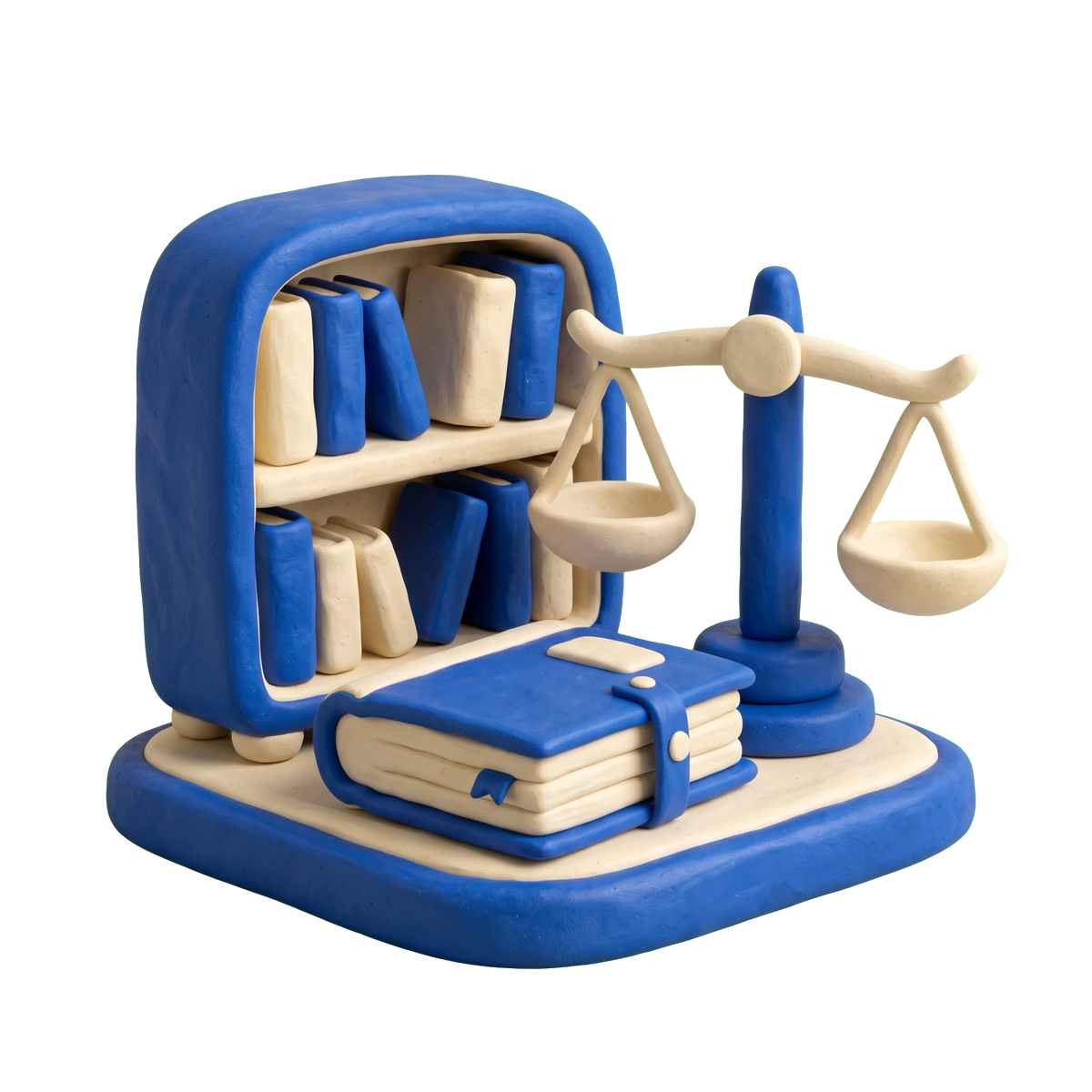 Personal injury attorney illustration in blue and ivory clay