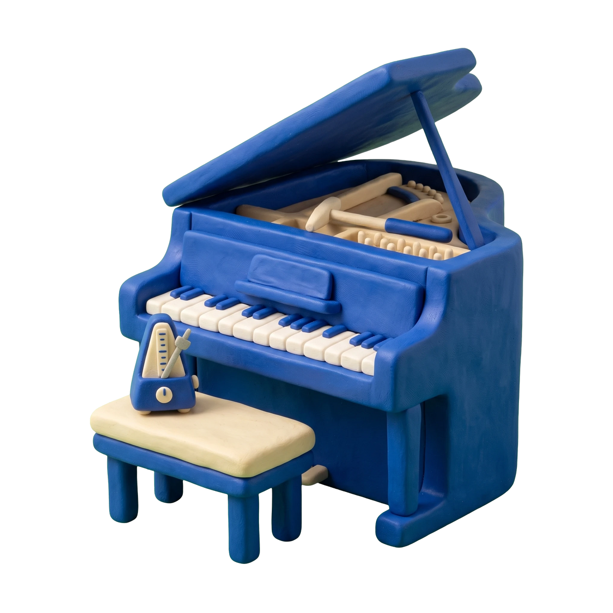 Piano tuning service illustration in blue and ivory clay