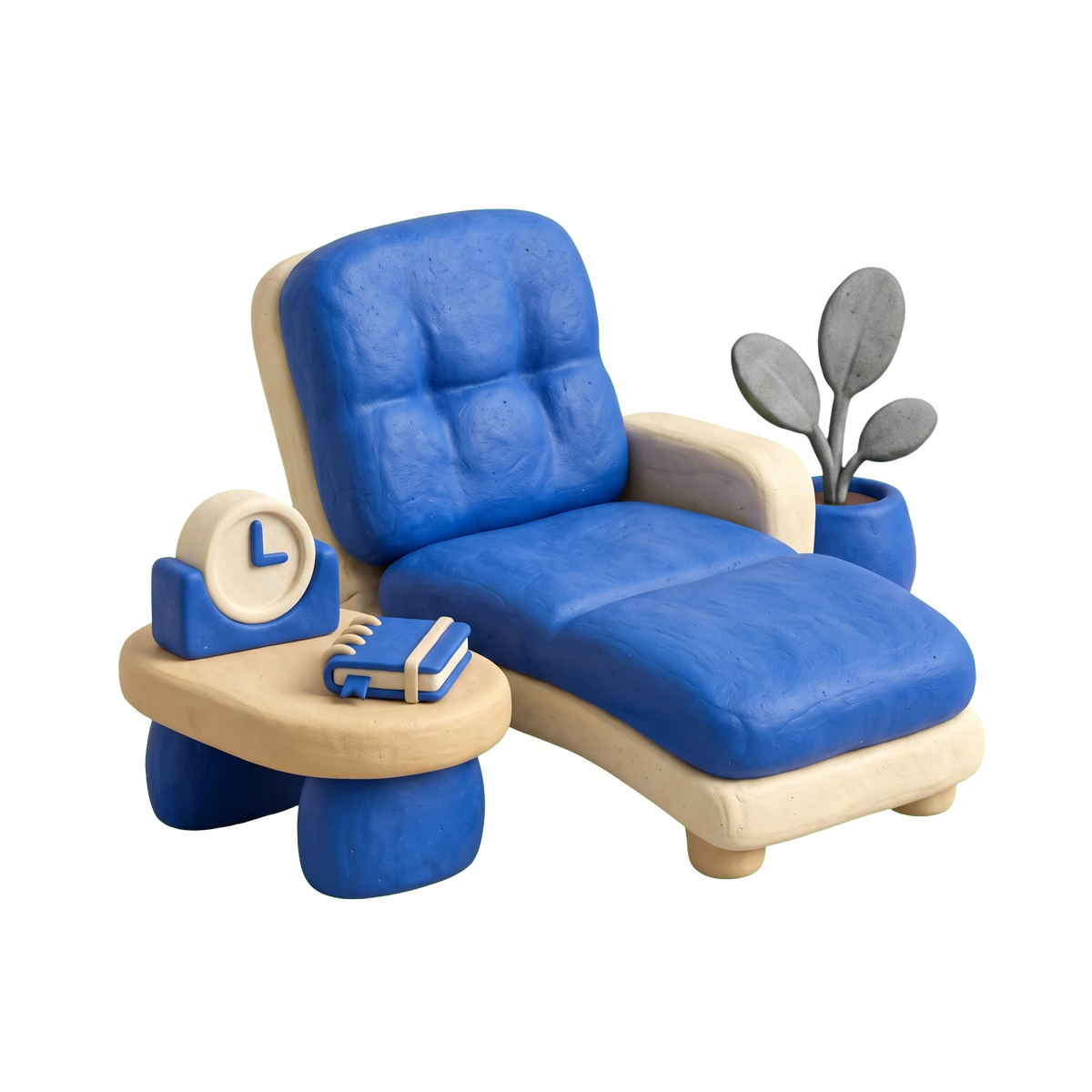 Psychiatrist illustration in blue and ivory clay