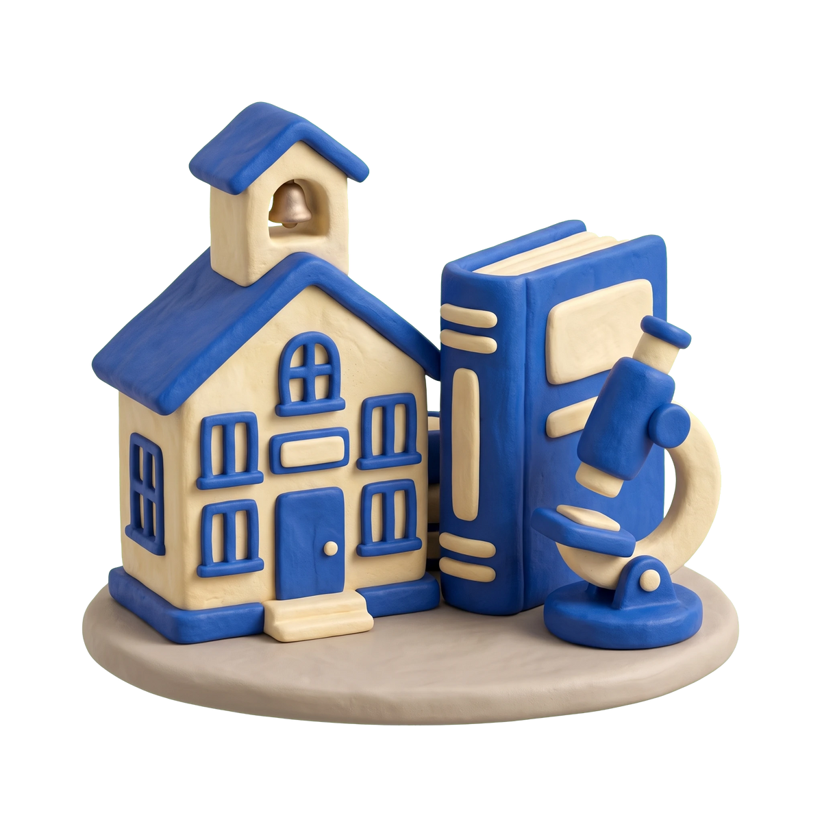 Public educational institution illustration in blue and ivory clay