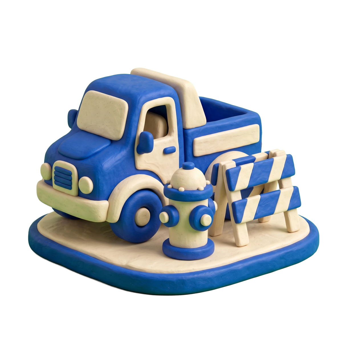 Public works department illustration in blue and ivory clay