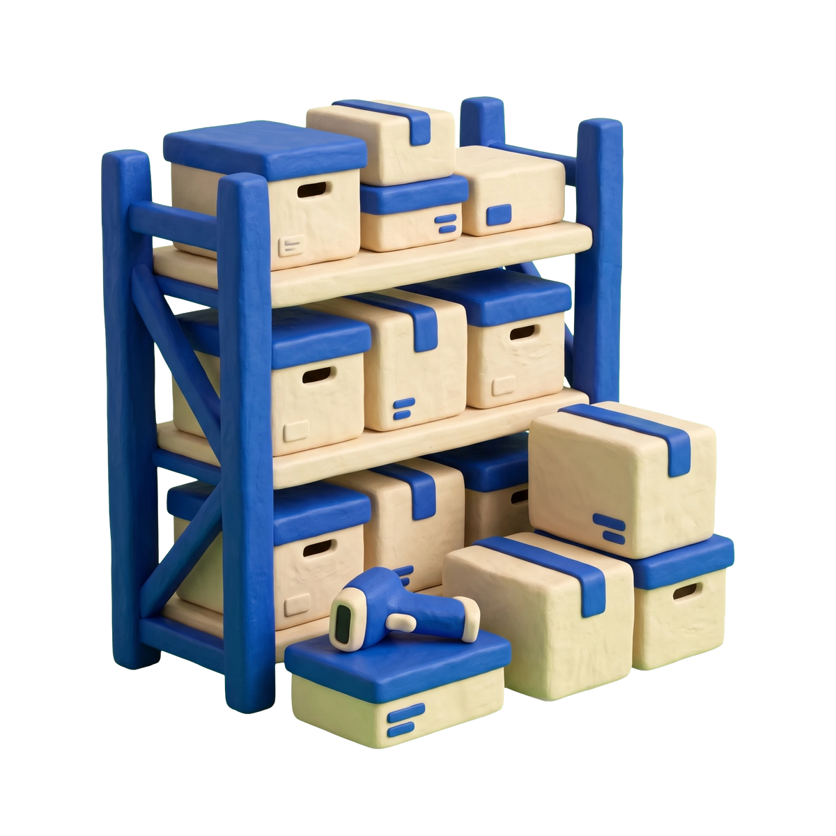 Records storage facility illustration in blue and ivory clay