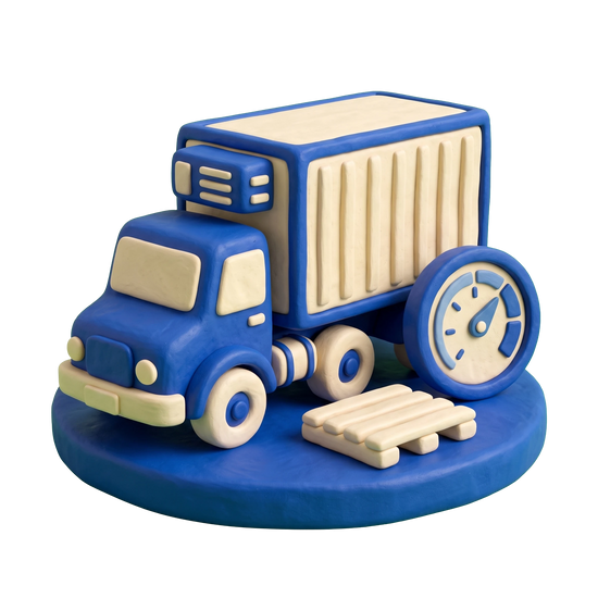 Refrigerated transport service illustration in blue and ivory clay