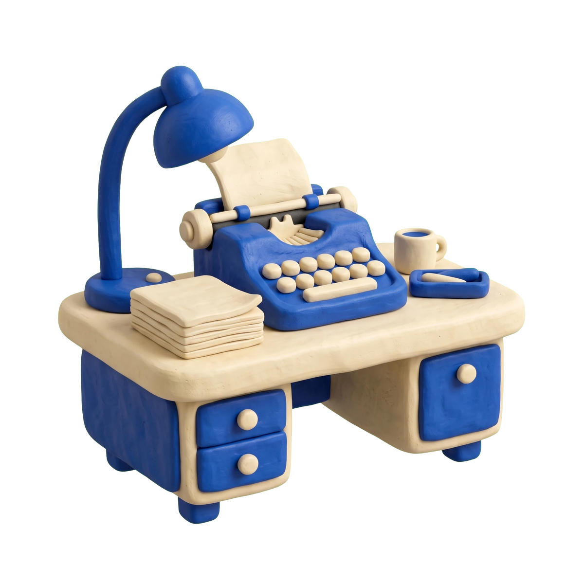 Resume service illustration in blue and ivory clay