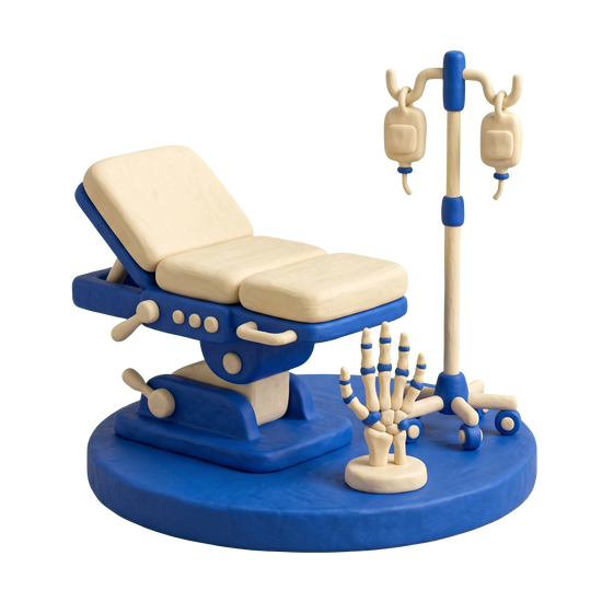 Rheumatologist illustration in blue and ivory clay