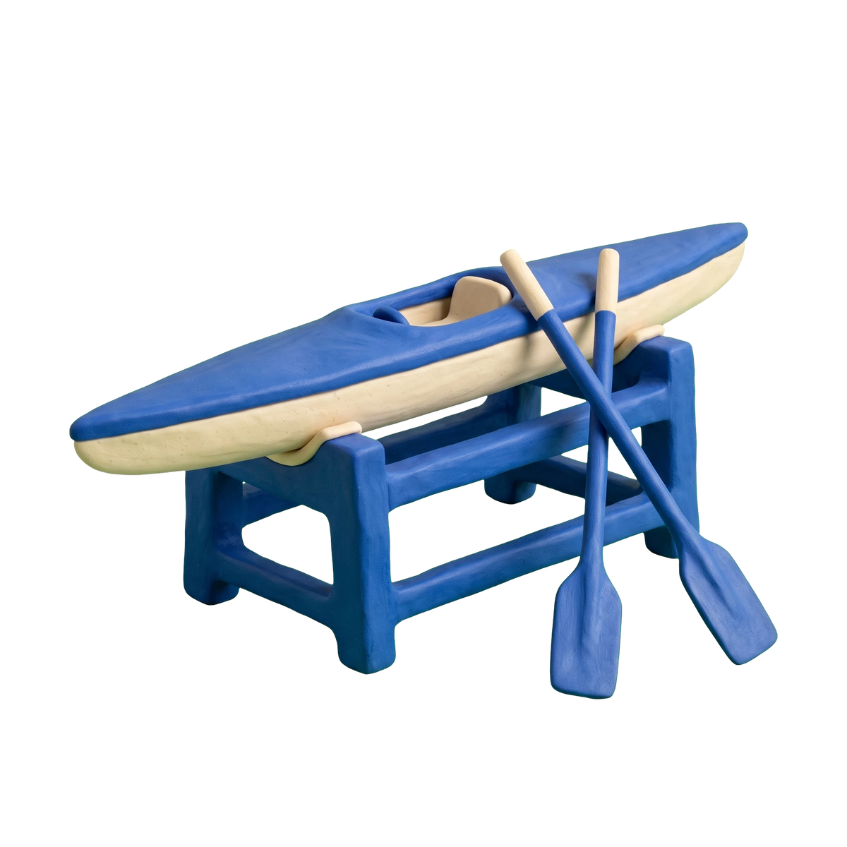 Rowing club illustration in blue and ivory clay