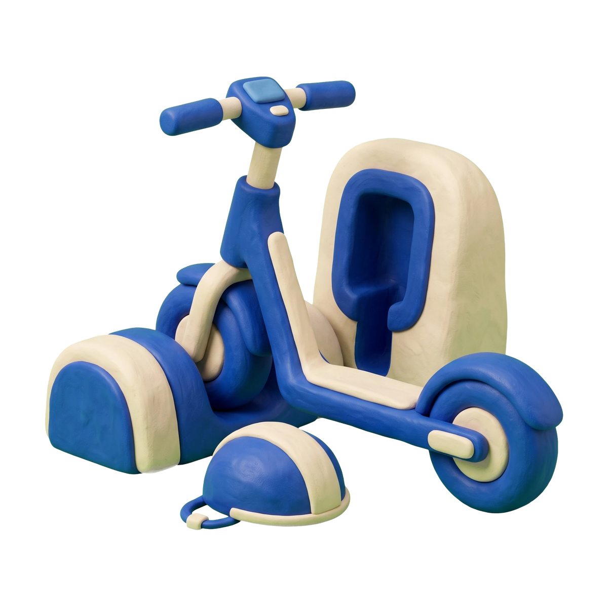Scooter rental service illustration in blue and ivory clay