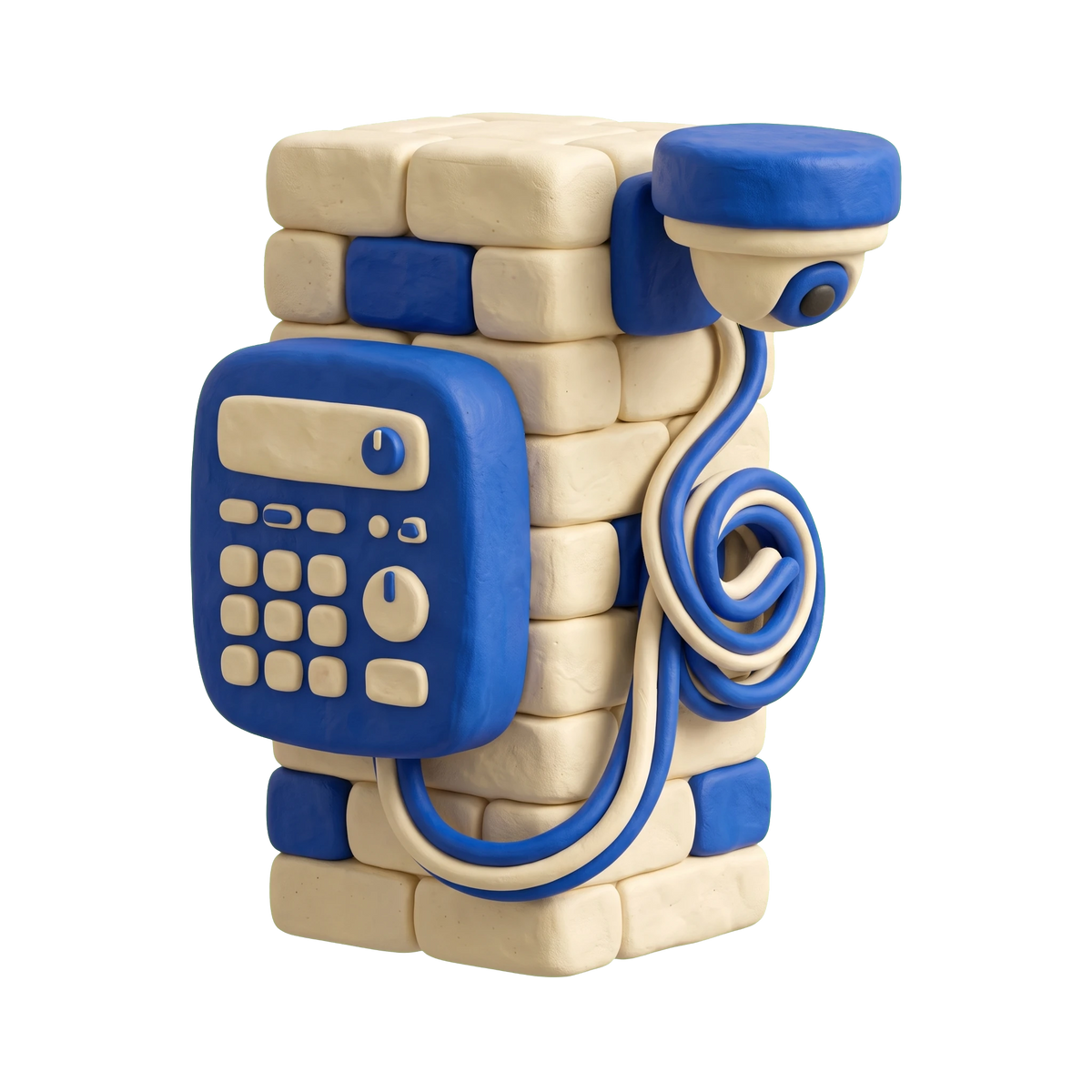 Security system installation service illustration in blue and ivory clay