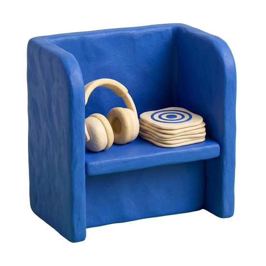 Shooting range illustration in blue and ivory clay